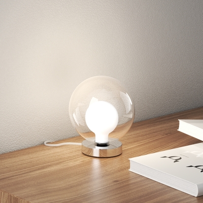 Lampada sfera tavolo comodino vetro interno bianco 1206CR/P INSIDE TOP LIGHT