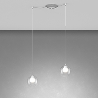 Lampadario moderno con due sferette trasparenti e interno satinato 1206CR/S2-S INSIDE TOP LIGHT