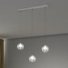 Particolare di Lampadario lineare tre fili palline sfere in vetro bianche  42755