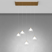 Lampadario 5 sferette sfalsate altezze diverse con fili 1206OS/S5-R INSIDE TOP LIGHT