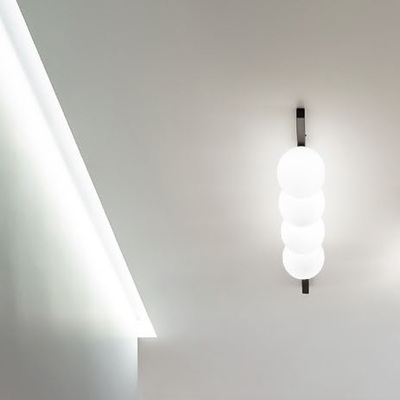 Plafoniera applique moderna linea nera con 4 sferette BINOMIO PL4 NERO IDEAL LUX