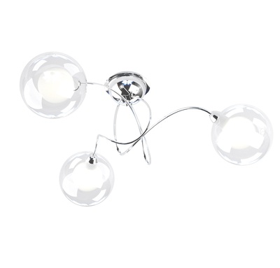 Plafoniera decorativa 3 luci braccetti cromati sfera in vetro  41789