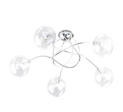 Plafoniera moderna cromata 5 luci sfere trasparenti  41792