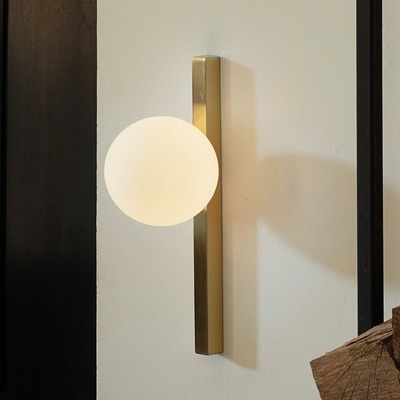 Lampada moderna applique o plafoniera lineare ottone con sferetta bianca BINOMIO AP1 OTTONE IDEAL LU