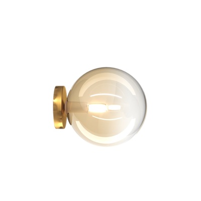 Applique a sfera ambra e base ottone satinato  42086