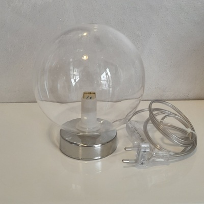 Lampada comodino abat jour boccetta in vetro con base cromata diffusore pallina  42050