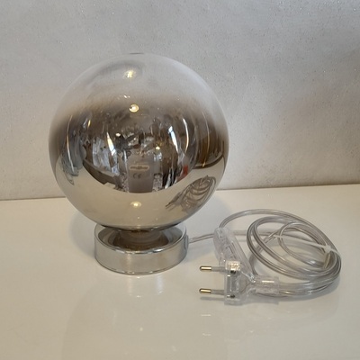Lampada da tavolo abat jour comodino sfera fum&egrave; diffusore boccetta  42048