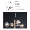 Lampadario oro design soggiorno moderno 8 sfere radiali E14  44827
