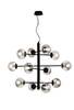 Lampadario ampio nero 12 sfere radiali E14 fum&egrave; soggiorno SO.ELISEO/12-NERO ONDALUCE