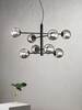 Lampadario moderno nero 8 sfere distribuzione radiale essenza geometrica  44826
