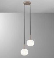 Lampadario doppia sferetta vetro bianco latte finitura sabbia LUCI MODERNE