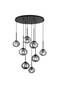 Lampadario sospensione 8 luci nero sfere grandi e piccole in vetro fum&egrave;  44741