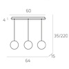 Immagine aggiuntiva di Lampadario a soffitto lineare con 3 sfere oro sfumato  42014