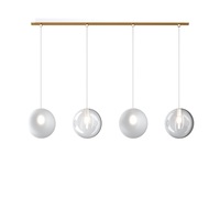 Lampadario lineare 4 vetri a sfera bianchi e trasparenti  42092