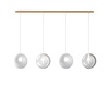 Lampadario lineare 4 vetri a sfera bianchi e trasparenti  42092
