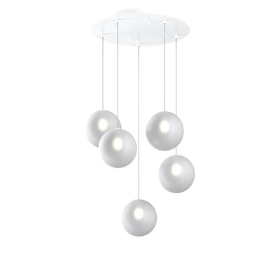 Lampadario moderno bianco con sfere bianche satinate  42015