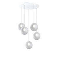 Lampadario moderno bianco con sfere bianche satinate  42015