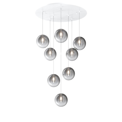 Lampadario moderno a grappolo 8 sfere pendenti fum&egrave;  42016