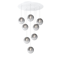 Lampadario moderno a grappolo 8 sfere pendenti fum&egrave;  42016