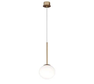 Sospensione singola sfera 17 cm vetro bianco struttura oro  44745