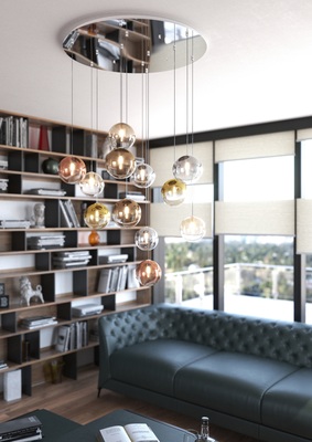 Lampadario 12 sfere in vetro boccette combinazione di colori  42051