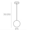 Immagine aggiuntiva di Lampadario a sospensione vetro bianco boccetta a sfera 15 cm  42053