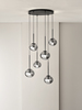 Particolare di Lampadario cascata di sfere distese fum&egrave; 15 e 17cm dark elegance  44746