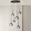 Lampadario cascata di sfere distese fum&egrave; 15 e 17cm dark elegance  44746