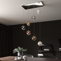 Lampadario design 7 boccette vetro sfera multicolore motvo design  42085