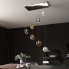 Lampadario design 7 boccette vetro sfera multicolore motvo design  42085