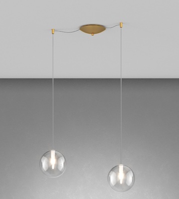 Lampadario a sospensione con fili a 2 sfere trasparenti  42090