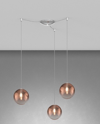 Lampadario 3 boccette in rame sfumato fili spostabili  42058