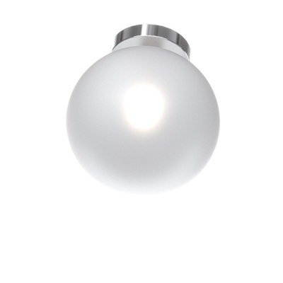 Plafoniera piccola boccetta sfera bianco satinato base cromata  42049