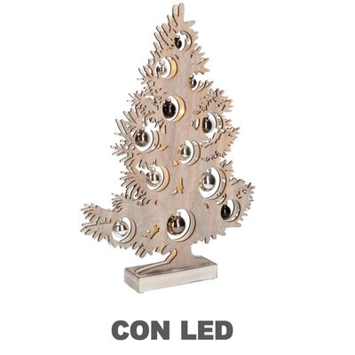 Albero in legno alto 50cm con led e decorazioni 39102 NATALE LUCI E COLORI