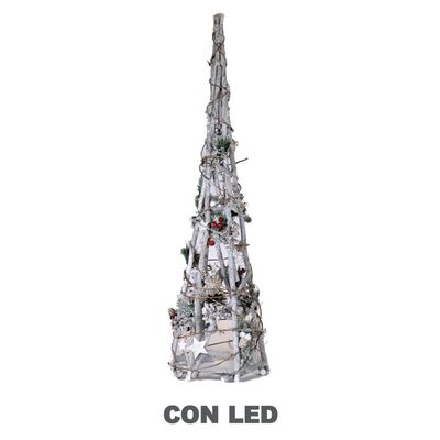 Albero di natale a batterie in legno a cono con led alto 74cm uso interno 39100 NATALE LUCI E COLORI