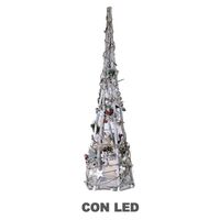 Albero di natale a batterie in legno a cono con led alto 74cm uso interno 39100 NATALE LUCI E COLORI