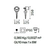 Misure Faretto da giardino con picchetto orientabile IP66 ELIO PR1 IDEAL LUX