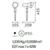 Misure Lampada da interrare da esterno antracite grande TERRA PR1 BIG ANTRACITE IDEAL LUX