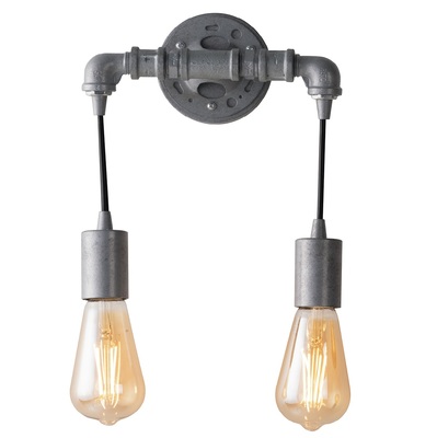 Applique 2 lampadine a vista metallo grigio zincato 41985 LUCI MODERNE