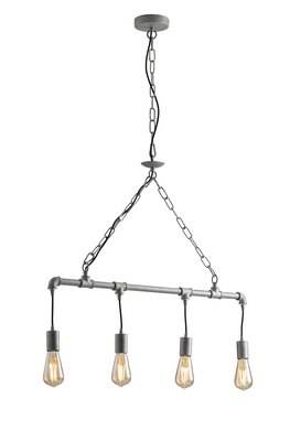 Lampadario 4 luci tubi zincati metallo grigio lineare 41997 LUCI MODERNE