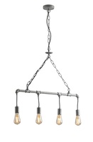 Lampadario 4 luci tubi zincati metallo grigio lineare 41997 LUCI MODERNE