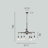 Immagine aggiuntiva di Lampadario 6 luci tubi metallici ruggine loft industrial  41998