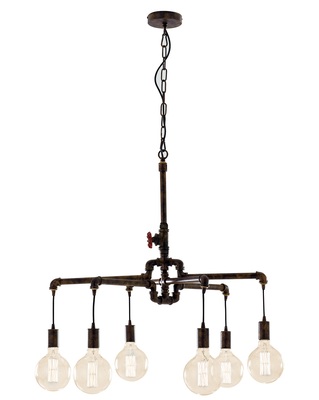 Lampadario 6 luci tubi metallici ruggine loft industrial 41998 LUCI MODERNE