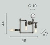Immagine aggiuntiva di Applique o plafoniera 3 luci ruggine vintage tubi industrial  41988