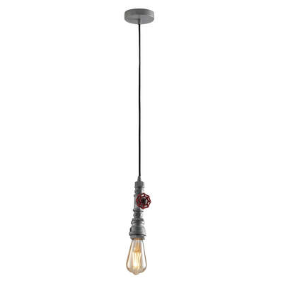 Sospensione lampadario vintage grigio zincato manopola idraulica 41995 LUCI MODERNE