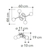 Dettaglio Applique muro o plafoniera soffitto incrocio gentile 4 sferette 60cm