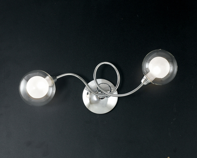 Applique o plafoniera soffitto parete incrocio gentile 2 sferette trasparenti bianche I-BLOG-PL2