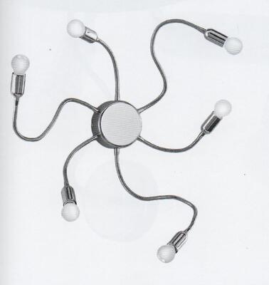 Plafoniera applique soffitto-parete 6 luci a vista braccetti flessibili a raggio 36806 LUCI MODERNE