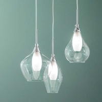Lampadario con fili e 3 luci grappolo vetro forme diverse trasparente e bianco 40237 LUCI MODERNE