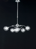 Dettaglio Lampadario 6 luci moderno sferette trasparenti pallina bianca stuttura cromo